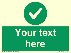 Custom green background, green circle with tick